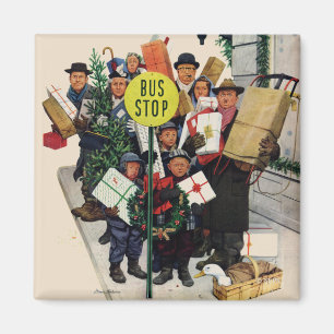 Bus Stop at Christmas Magnet