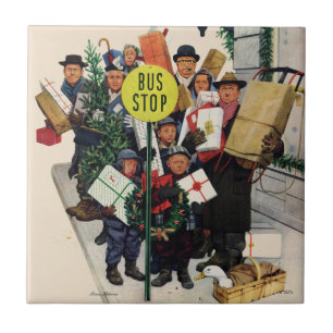 Bus Stop at Christmas Tile