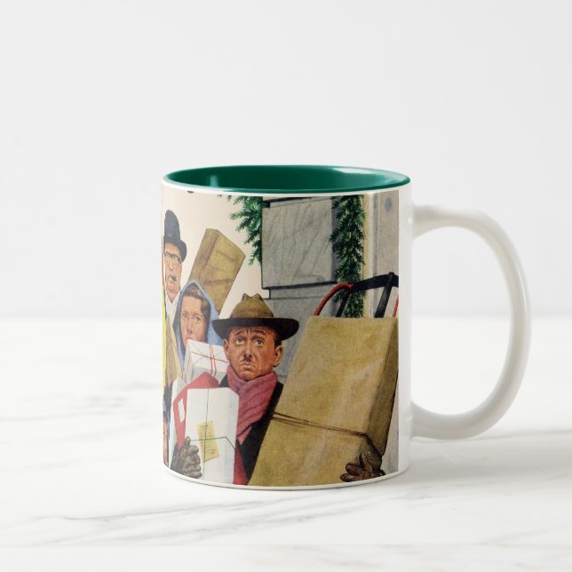 Bus Stop at Christmas Two-Tone Coffee Mug (Right)