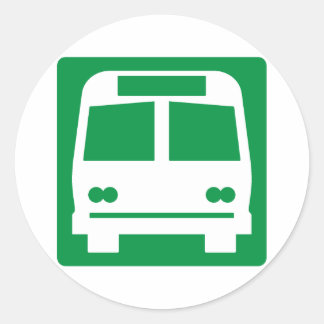 Bus Stop Highway Sign Classic Round Sticker