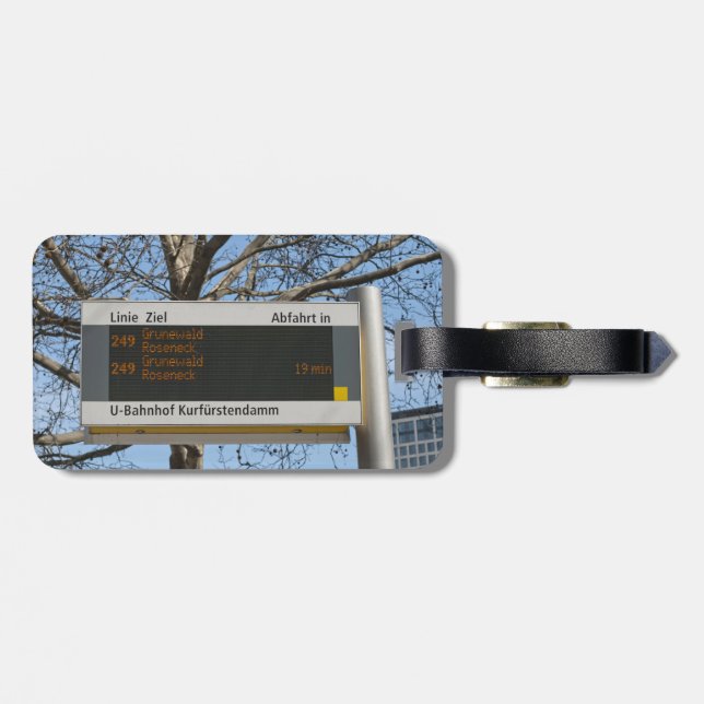 Bus Stop Sign in Berlin Luggage Tag (Back Horizontal)