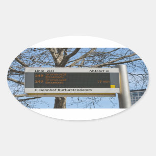 Bus Stop Sign in Berlin Oval Sticker