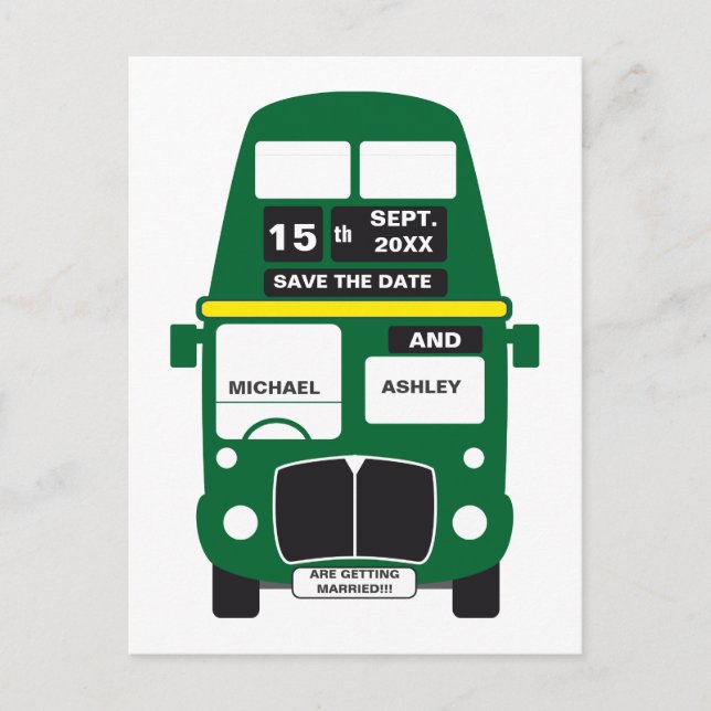 Bus vert Enregistrer la carte postale date (Devant)