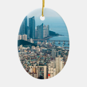 Busan city Skyline. Yeongnam province, South Korea Ceramic Ornament