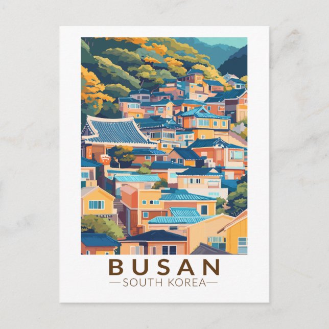 Busan Gamcheon Culture Village Travel Art Vintage Postcard (Front)