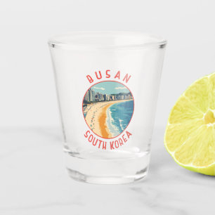 Busan Haeundae Beach Retro Distressed Circle Shot Glass