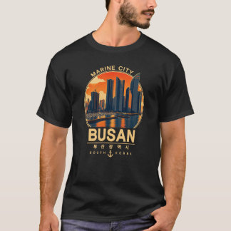 Busan Marine City Sunset Vintage Korean Skyline T-Shirt
