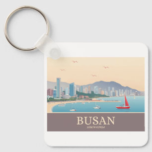 Busan South Korea Pastel Travel Keychain