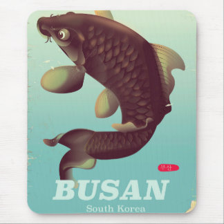 Busan South Korean vintage style travel poster Mouse Pad
