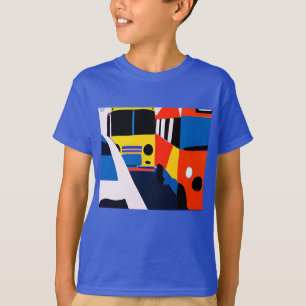 Buses and Cars in Primary Colors Kid's T-Shirt