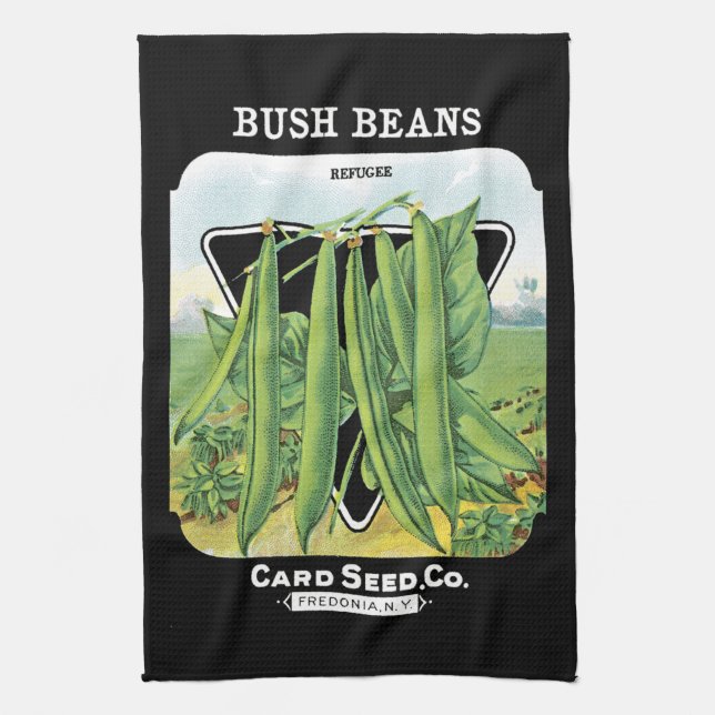 Bush Beans Seed Packet Label Kitchen Towel (Vertical)