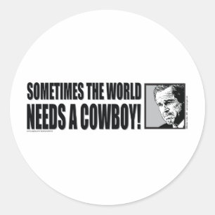BUSH--COWBOY-White Classic Round Sticker