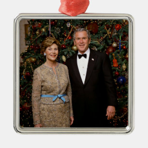 Bush JR US President White House Christmas Metal O Metal Ornament