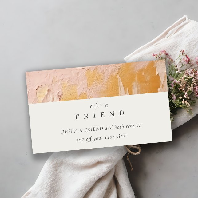 Bush Pink Gold Oil Paint Texture Refer a Friend Business Card (Creator Uploaded)