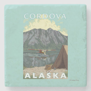 Bush Plane & Fishing - Cordova, Alaska Stone Coaster