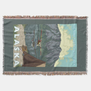 Bush Plane & Fishing - Denali Nat'l Park, Throw Blanket