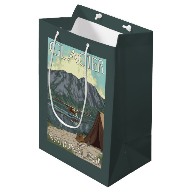 Bush Plane & Fishing - Glacier National Park, MT Medium Gift Bag (Front Angled)