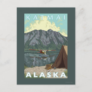 Bush Plane & Fishing - Katmai, Alaska Postcard