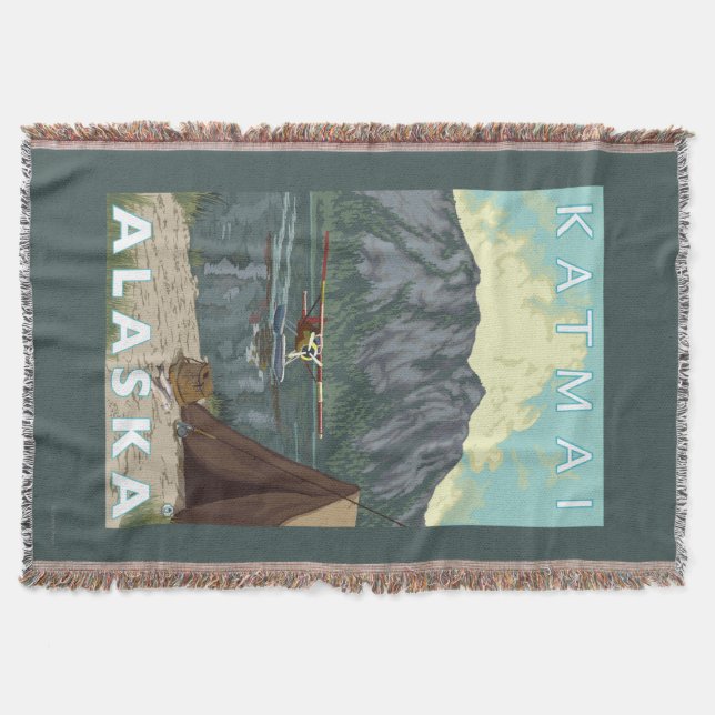 Bush Plane & Fishing - Katmai, Alaska Throw Blanket (Front)