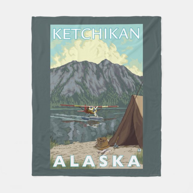 Bush Plane & Fishing - Ketchikan, Alaska Fleece Blanket (Front)