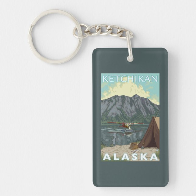 Bush Plane & Fishing - Ketchikan, Alaska Keychain (Front)