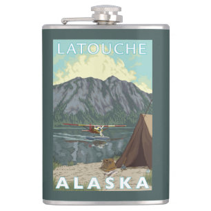 Bush Plane & Fishing - Latouche, Alaska Hip Flask