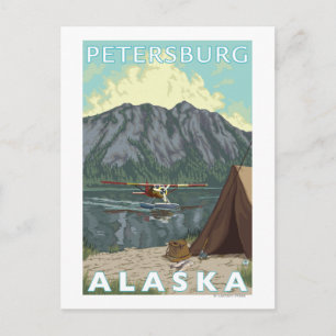 Bush Plane & Fishing - Petersburg, Alaska Postcard