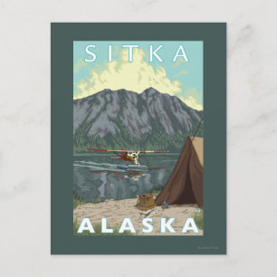 Bush Plane & Fishing - Sitka, Alaska Postcard