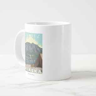 Bush Plane & Fishing - Valdez, Alaska Large Coffee Mug
