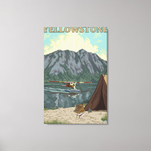 Bush Plane & Fishing - Yellowstone National Canvas Print