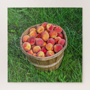 Bushel Basket of Fresh Peaches - 676 piece Jigsaw Puzzle