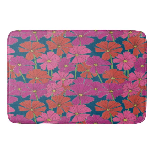 Bushel of Bright Cosmos  Bath Mat (Front)