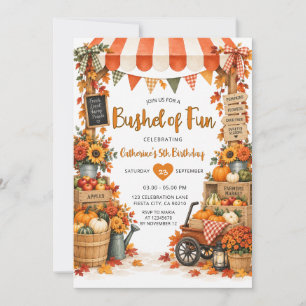 Bushel of Fun Fall Farmers Apple Market Birthday Invitation
