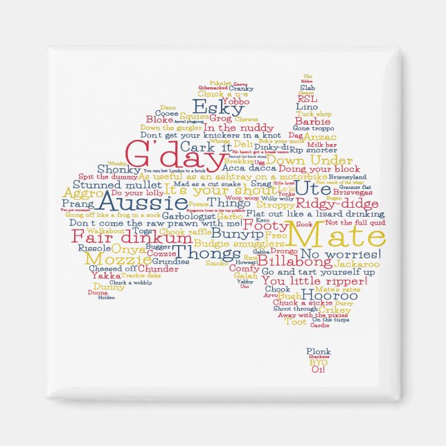 Bushfire Special Edition Aussie Slang Map Magnet (Front)