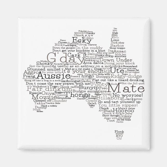 Bushfire Special Edition Aussie Slang Map Magnet (Front)