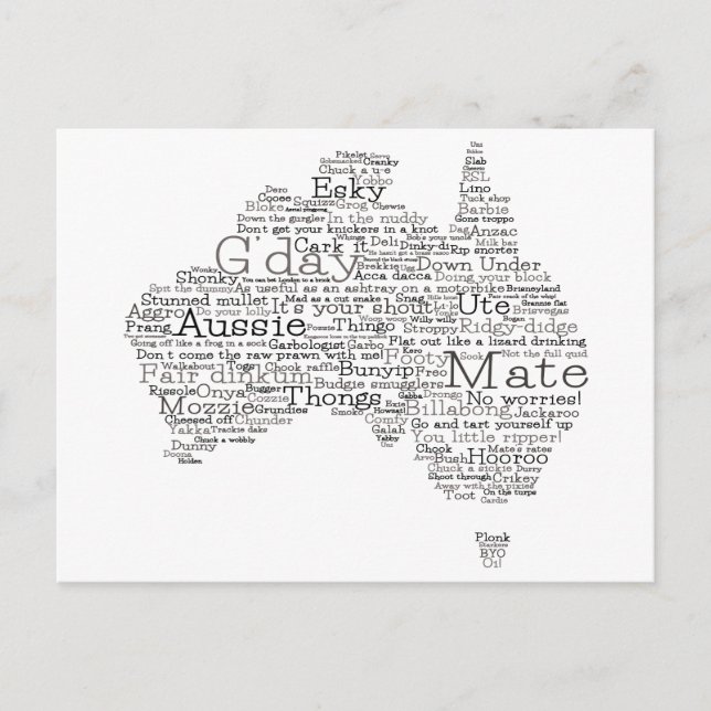 Bushfire Special Edition Aussie Slang Map Postcard (Front)
