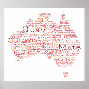 Bushfire Special Edition Aussie Slang Map Poster