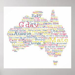 Bushfire Special Edition Aussie Slang Map Poster