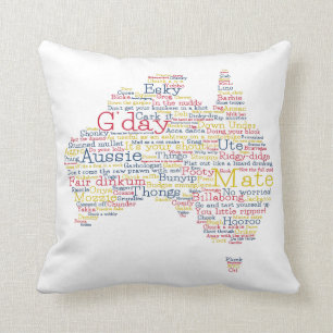 Bushfire Special Edition Aussie Slang Map Throw Pillow