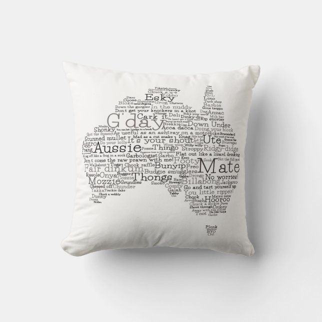 Bushfire Special Edition Aussie Slang Map Throw Pillow (Front)