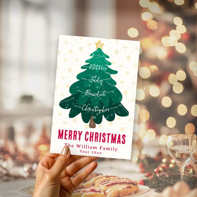 Bushy Christmas Tree Family Carte de vacances non  (Bushy Christmas Tree Family Non Photo Holiday Card)