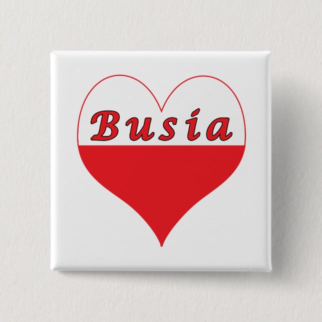 Busia Polish Heart 2 Inch Square Button (Front)