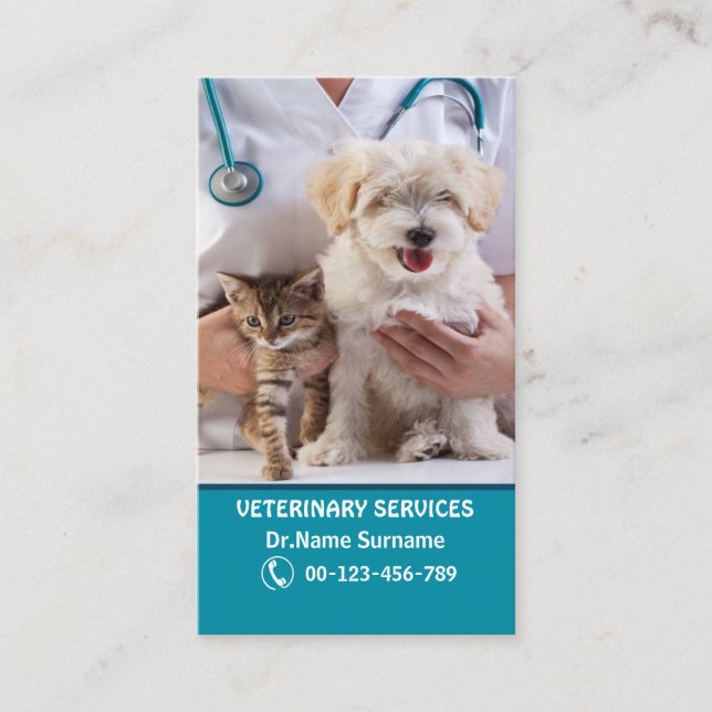 Busines for Veterinary Doctor or Clinic Business Card (Front)