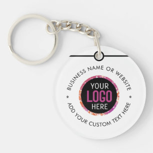 Busines Logo Minimal Simple White Professional Keychain