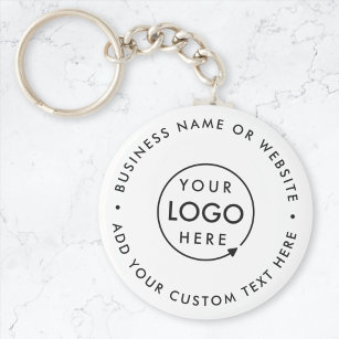 Busines Logo   Minimal Simple White Professional Keychain