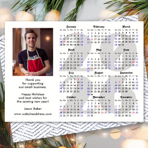 Business 2025 Calendar Minimalist Silver Glitter Holiday Card