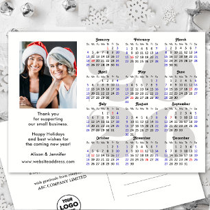 Business 2025 Calendar Minimalist Silver Glitter Holiday Postcard