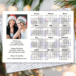 Business 2026 Calendar Minimalist Silver Glitter Holiday Card