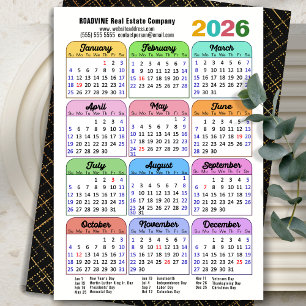 Business 2026 Calendar Modern Black Gold Colourful Holiday Card