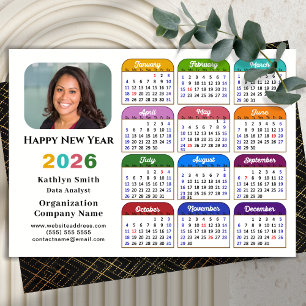 Business 2026 Calendar Modern Black Gold Colourful Holiday Card